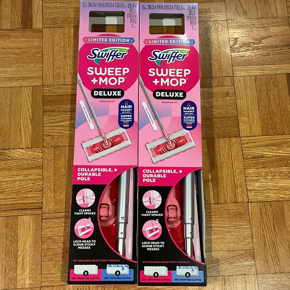 Limited Edition Swiffer Wicked PINK sweep and mop set of 2 TWO new in box